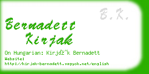 bernadett kirjak business card